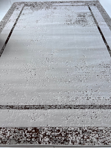 Maximus 245 Polypropylene Polyester Fabric - Silver With Gold Border Design, Color-Changing Flat Weave, 60% Polypropylene 40% Polyester, Power Loom, Made In Turkey (10' X 13')