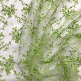 1 Yard Silver Beaded Lace Fabric Embroidered on Polyester Net Mesh for Couture Wedding and Evening Dresses – 53"