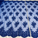 Beaded Corded Lace Fabric 56" Polyester Net Mesh