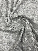 3D Roses On A Mesh Fabric - 54" Width, Color Options (1 Yard)
