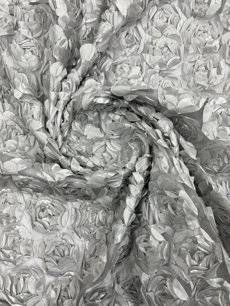 3D Roses On A Mesh Fabric - 54" Width, Color Options (1 Yard)