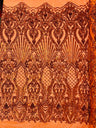 Sea Shell Sequin Damask Polyester Fabric - Iridescent Sequin Damask, 54" Width (1 Yard)