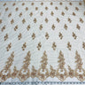 Beaded Corded Floral Bridal Lace Fabric - White, Scalloped Border, 54" Width (1 Yard)
