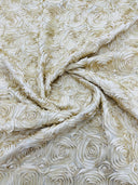 Rosette 3D Satin Polyester Fabric - 3D Rosette Design, 54" Width (1 Yard)