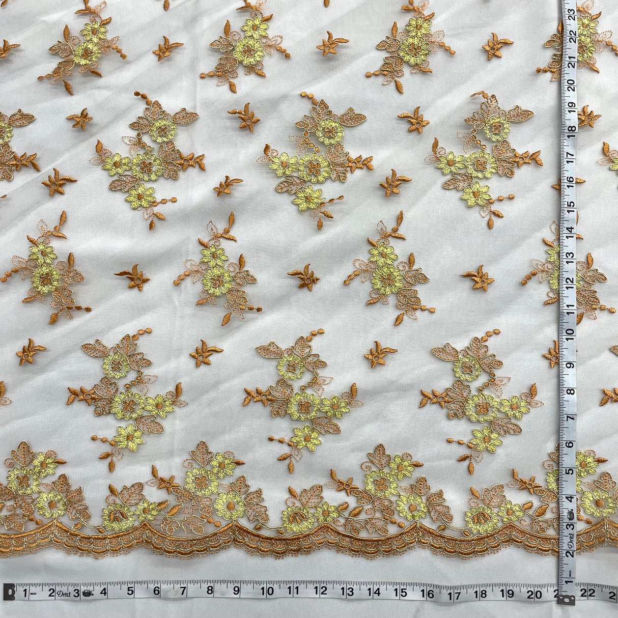 Corded Bridal Lace Fabric on Polyester Net Mesh