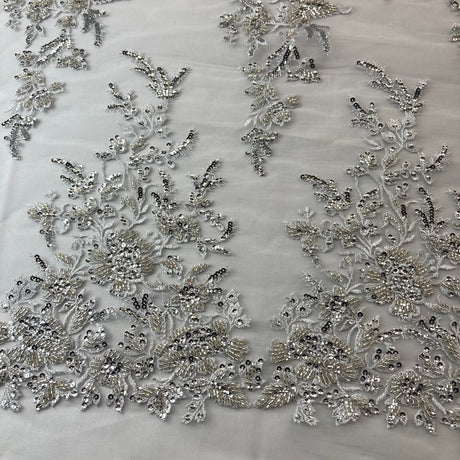 Beaded Sequined Lace Fabric