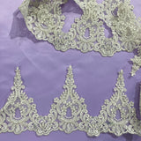 Beaded Corded Lace Trim 6" Ivory Silver