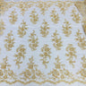 1 Yard Beaded Corded Bridal Lace Fabric Embroidered 100 Percent Polyester Net Mesh 51 inch Width