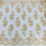 Beaded Corded Bridal Lace Fabric