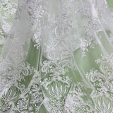 Beaded Lace Fabric Embroidered on Polyester Net Mesh