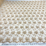 Beaded Lace Fabric on Polyester Net Mesh