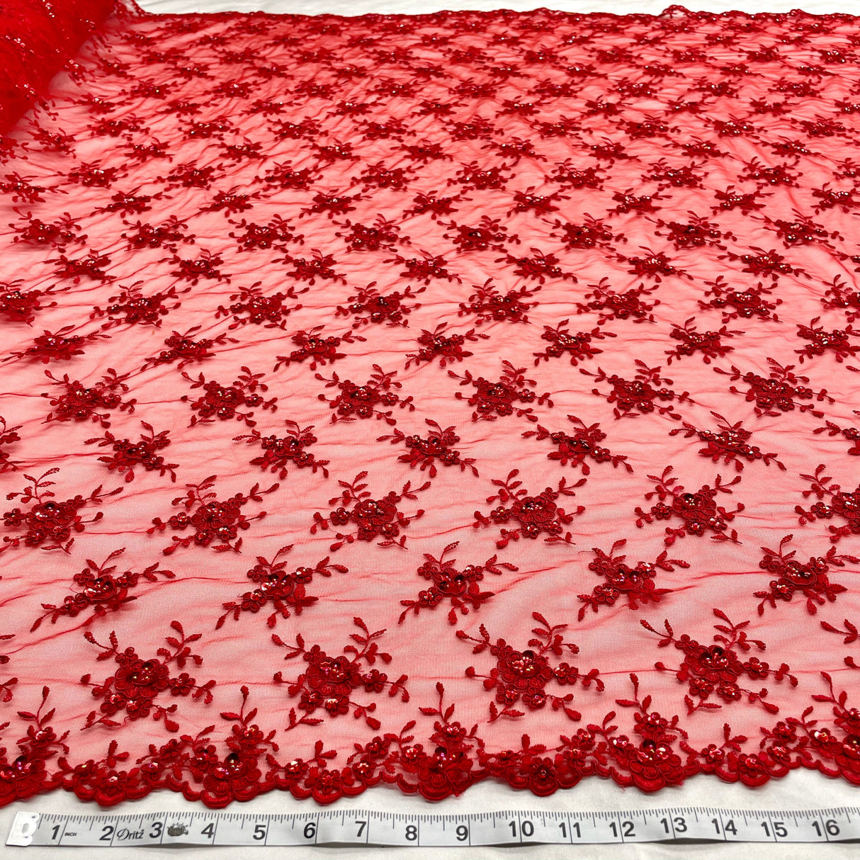 Beaded Corded Bridal Lace Fabric 52" Wide