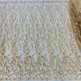 Beaded Embroidered Lace Fabric on Net Mesh