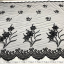 1 yarda de tela de encaje floral 3D con cuentas bordada sobre malla de red 100% poliéster Oro 52" de ancho