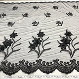 1 Yard Beaded 3D Floral Lace Fabric Embroidered on 100% Polyester Net Mesh Gold 52" Wide