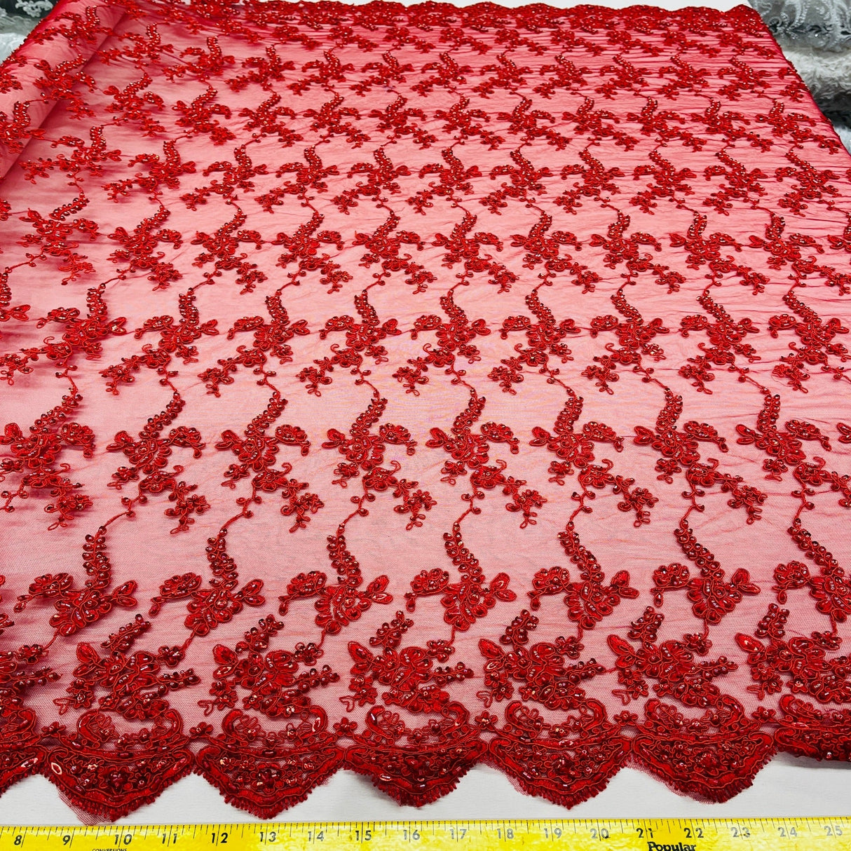 Beaded Corded Lace Fabric 54" Wide