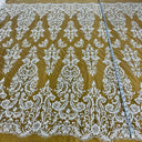 Beaded Embroidered Lace Mesh Off White