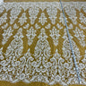 Beaded Embroidered Lace Mesh Off White