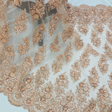 Beaded Lace Fabric on Polyester Net Mesh