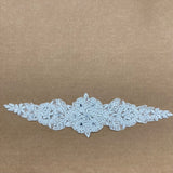 Beaded Lace Applique Pearl Rhinestone 12.5" x 3"