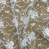 Corded Bridal Lace Fabric Ivory Mesh