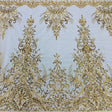Beaded Lace Fabric on Polyester Net Mesh