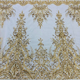 Beaded Lace Fabric on Polyester Net Mesh