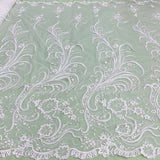 1 Yard Elegant Corded Bridal Lace Fabric Embroidered on 100% Polyester Net Mesh – Silver – 54"