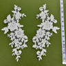 Beaded Corded Floral Lace Applique on Polyester Net Mesh