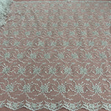 Beaded Corded Bridal Lace Fabric 52"