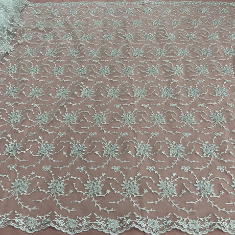 Beaded Corded Bridal Lace Fabric 52"
