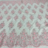 Beaded Corded Lace Fabric With Scallops