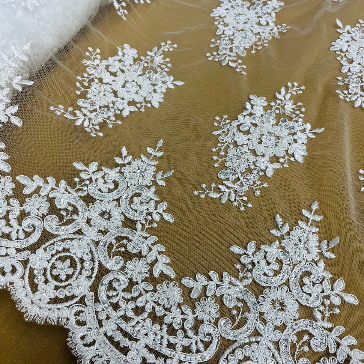 Beaded Corded Lace Fabric 56" Wide