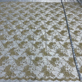 1 Yard Regal Beaded and Corded Lace Fabric Embroidered on Polyester Net Mesh