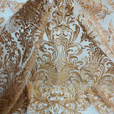 Beaded Lace Fabric on Polyester Net Mesh