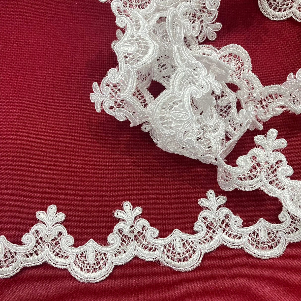 Polyester Net Mesh Corded Lace Trimming 1.5"
