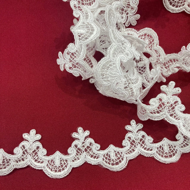Polyester Net Mesh Corded Lace Trimming 1.5"
