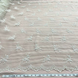 1 Yard - Beaded Lace Fabric Embroidered on 100% Polyester Net Mesh - Ivory - 52" Wide