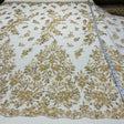 Beaded Lace Embroidered Mesh Gold Silver