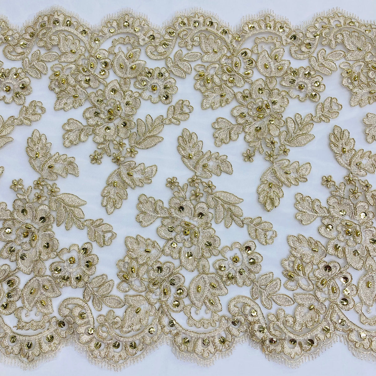 Beaded Corded Lace Trim 14.5" Double Sided
