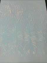 Phoenix Sequin Feather Polyester Fabric - Iridescent Flame Design, 54" Width (1 Yard)