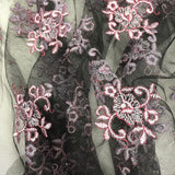 Beaded Lace Fabric on Polyester Net Mesh 52"