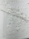 Orquidia 3D Floral Design Embroidered With Pearls Lace Fabric - 3D Floral Mesh Lace, 54" Width (1 Yard)