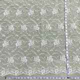 1 Yard Silver Corded Bridal Lace Fabric Embroidered on Polyester Net Mesh for Wedding and Evening Dresses – 52"