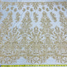Beaded Lace Fabric on Polyester Net Mesh