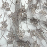 Beaded Corded Bridal Lace Nude Mesh