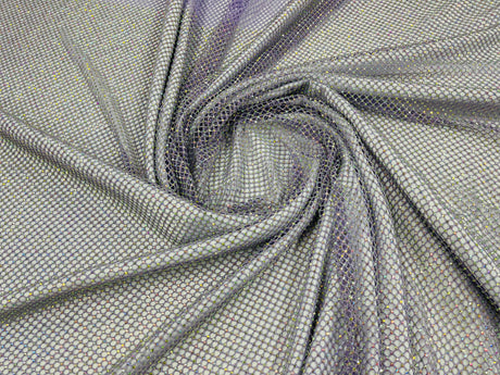 AB Rhinestones On A Fish Net Polyester Fabric - Iridescent Rhinestone Mesh, 1 Yard