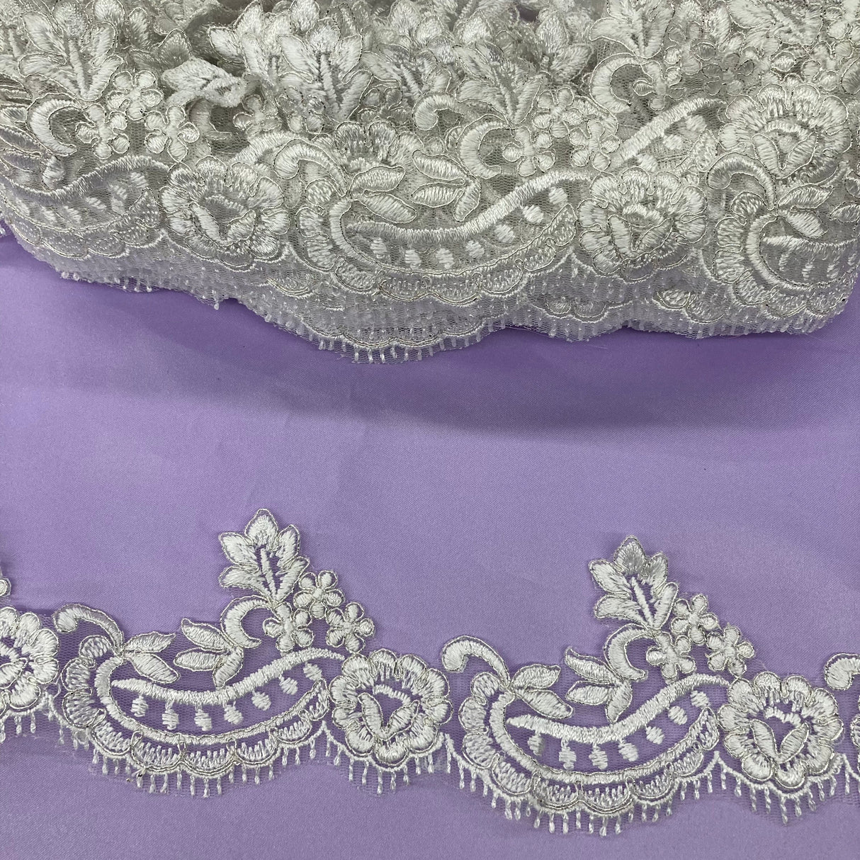 Corded Lace Trim Embroidered Net Mesh