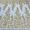 1 Yard Ivory Beaded and Corded Bridal Lace Fabric Embroidered on 100 Percent Polyester Net Mesh 51 Inch Width