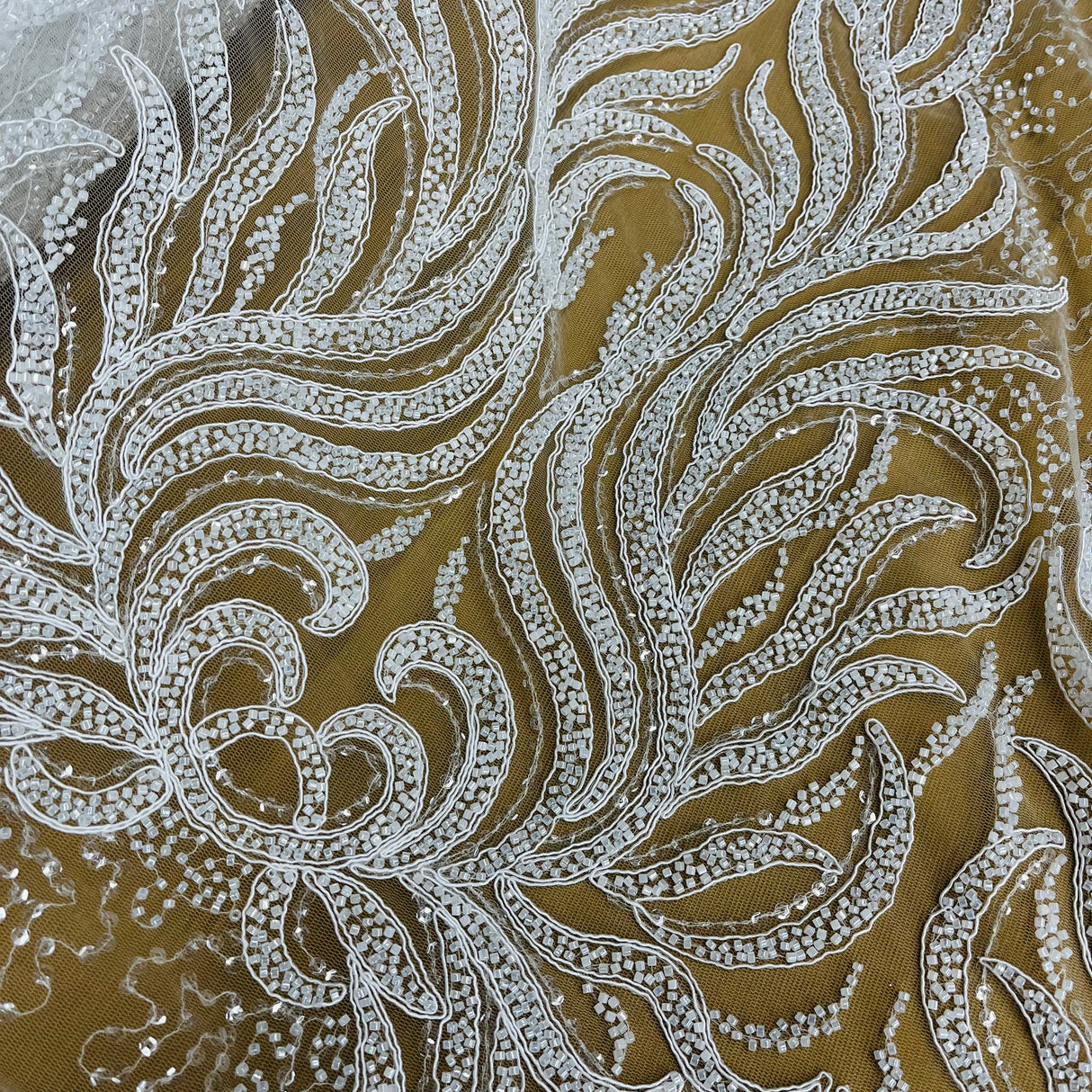 Beaded Sequined Bridal Lace Fabric